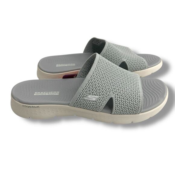 NEW Skechers Timeless Wide Width Slide Sandals Size 11 Wide Fit Gray Metallic - Picture 6 of 12
